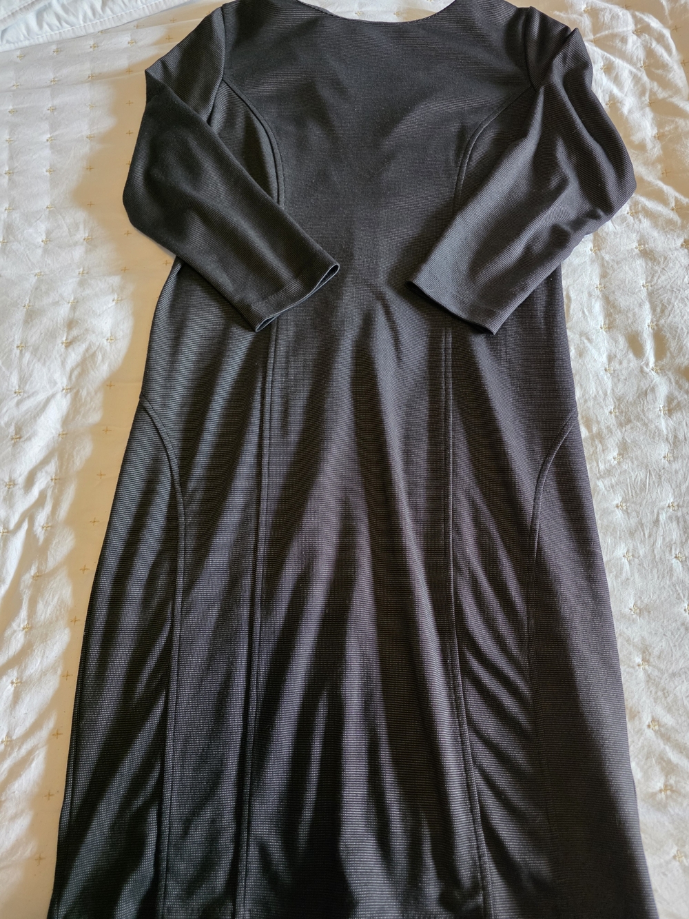 New York & Company Black Long-Sleeve Fit-and-Flare Dress